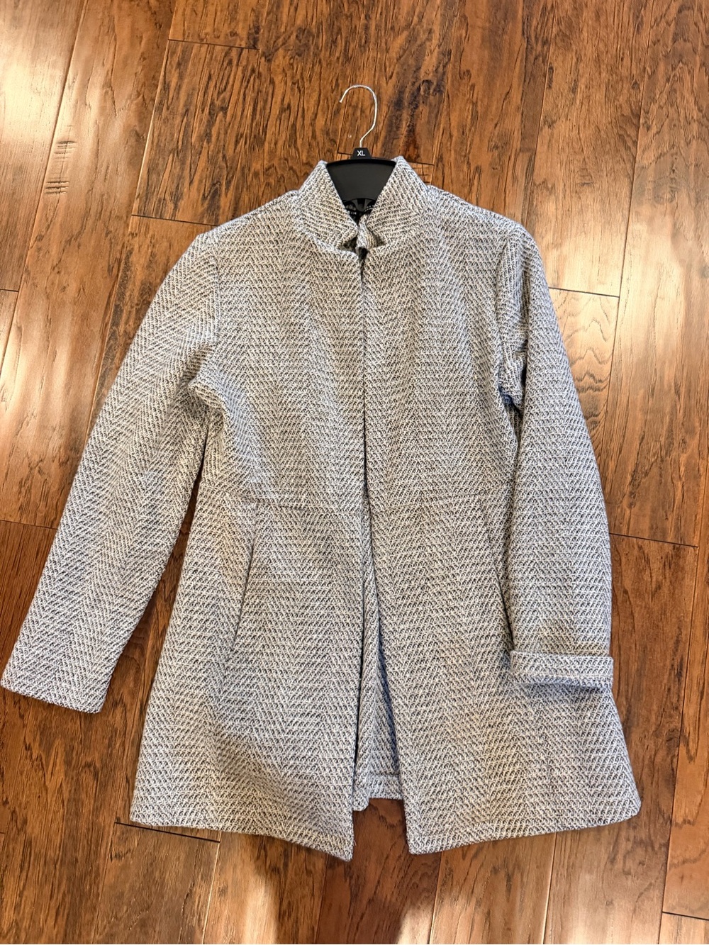 SHEIN Gray Herringbone Trench Coat